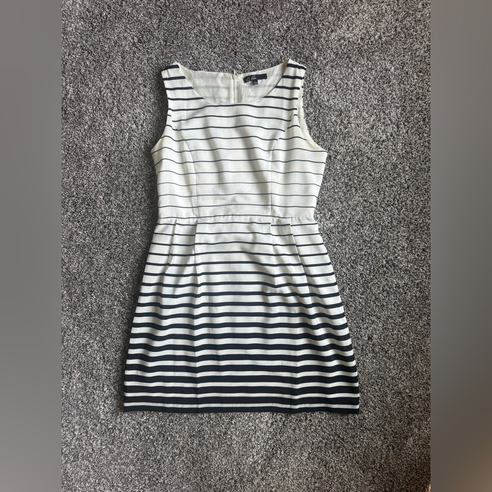 Striped Black and White Sleeveless Dress